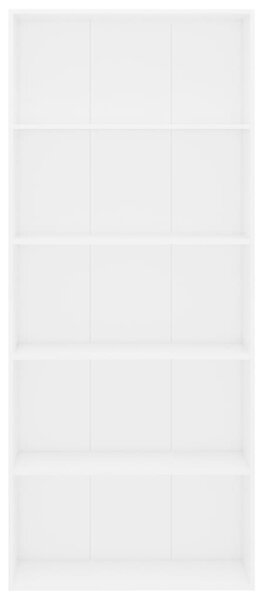 5 szintes fehér szerelt fa könyvszekrény 80 x 30 x 189 cm