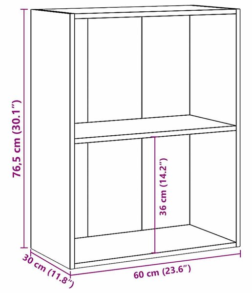 2 szintes betonszürke forgácslap könyvszekrény 60x30x76,5 cm
