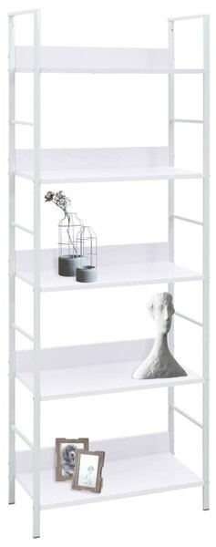 5 szintes fehér szerelt fa könyvespolc 60 x 27,6 x 158,5 cm