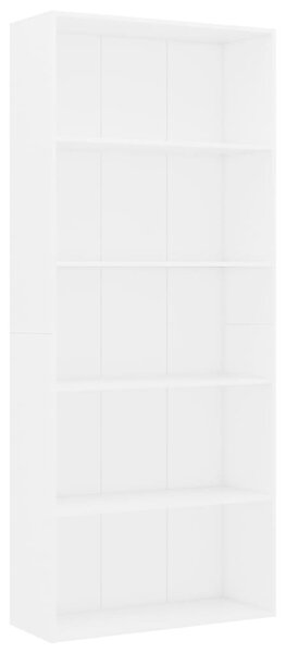 5 szintes fehér szerelt fa könyvszekrény 80 x 30 x 189 cm