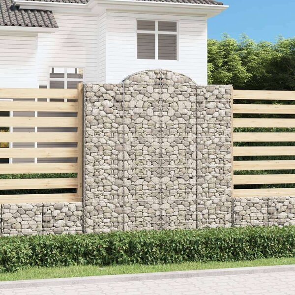 VidaXL 5 db íves horganyzott vas gabion kosár 200x50x220/240 cm