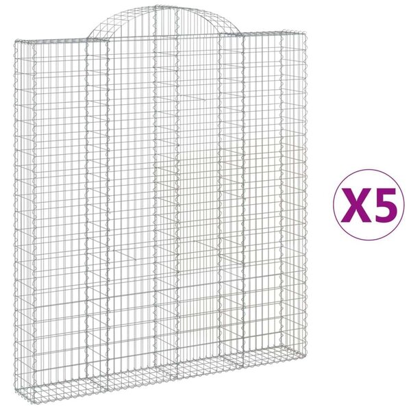 VidaXL Gabion Kosár Fal - 5 db - 200x30x220/240 cm