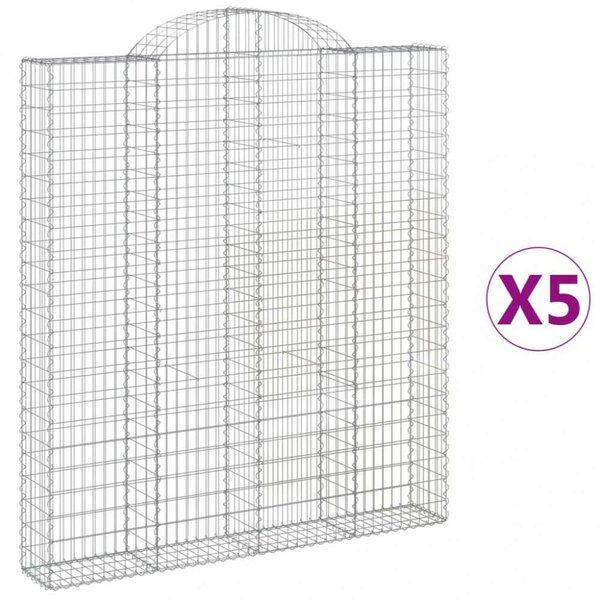 VidaXL Gabion Kosár Fal - 5 db - 200x30x220/240 cm