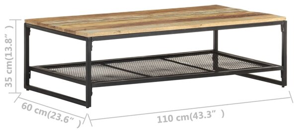 Tömör újrahasznosított fa dohányzóasztal 110 x 60 x 35 cm