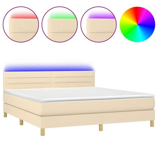 VidaXL krémszínű szövet rugós és LED-es ágy matraccal 160x200 cm