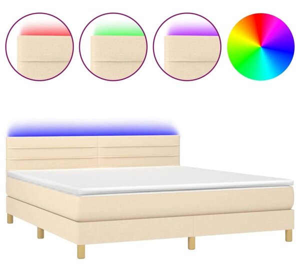 VidaXL krémszínű szövet rugós és LED-es ágy matraccal 160x200 cm