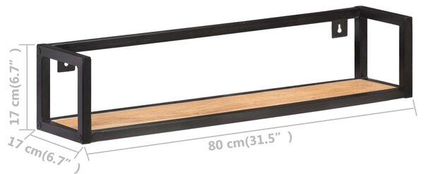 2 db tömör akácfa fali polc 80 cm