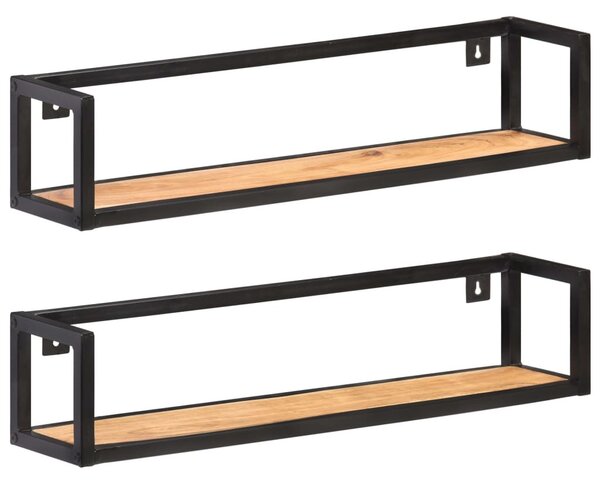 2 db tömör akácfa fali polc 80 cm