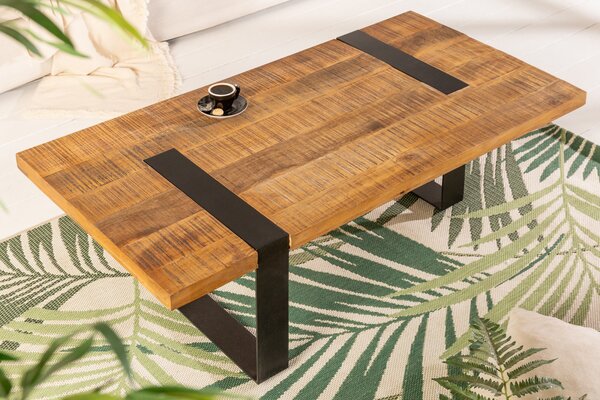 IRON CRAFT modern mangófa dohányzóasztal - 120cm