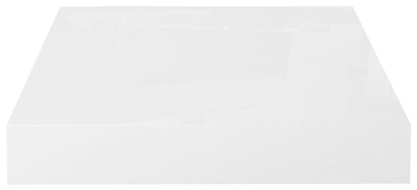 2 db magasfényű fehér MDF lebegő fali polc 23 x 23,5 x 3,8 cm
