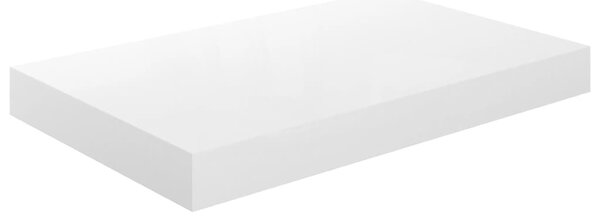 2 db magasfényű fehér MDF lebegő fali polc 40 x 23 x 3,8 cm