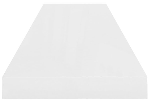 2 db magasfényű fehér MDF lebegő fali polc 90 x 23,5 x 3,8 cm