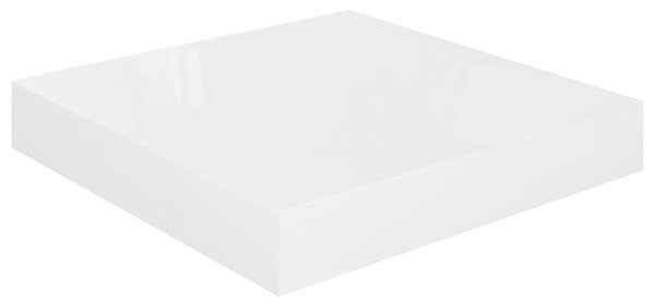 2 db magasfényű fehér MDF lebegő fali polc 23 x 23,5 x 3,8 cm