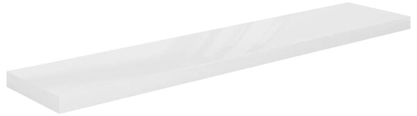 Magasfényű fehér MDF lebegő fali polc 120 x 23,5 x 3,8 cm