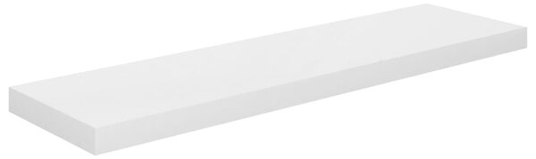 2 db magasfényű fehér MDF lebegő fali polc 90 x 23,5 x 3,8 cm