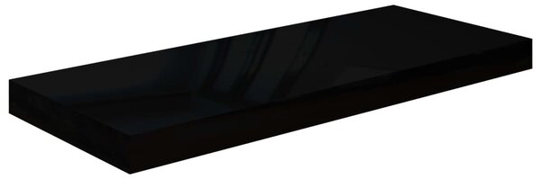 2 db magasfényű fekete MDF lebegő fali polc 60 x 23,5 x 3,8 cm