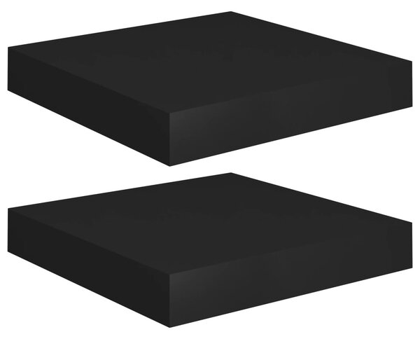 2 db fekete MDF lebegő fali polc 23 x 23,5 x 3,8 cm