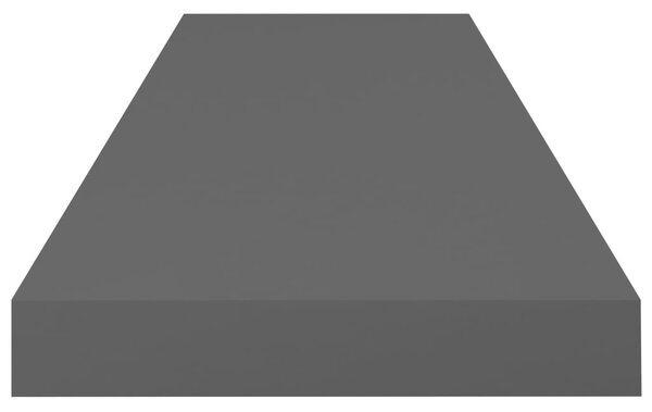 2 db magasfényű szürke MDF lebegő fali polc 80 x 23,5 x 3,8 cm