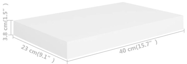 4 db fehér MDF lebegő fali polc 40 x 23 x 3,8 cm