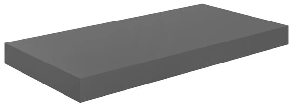 2 db magasfényű szürke MDF lebegő fali polc 50 x 23 x 3,8 cm