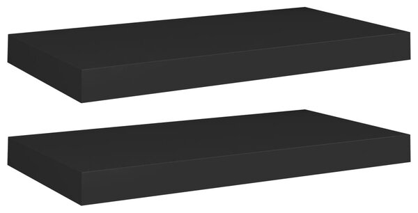 2 db fekete MDF lebegő fali polc 50 x 23 x 3,8 cm