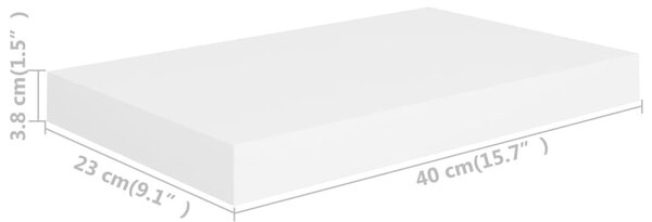 Fehér MDF lebegő fali polc 40 x 23 x 3,8 cm