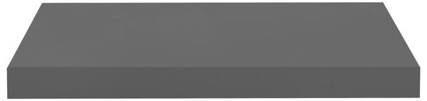 2 db magasfényű szürke MDF lebegő fali polc 50 x 23 x 3,8 cm
