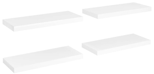 4 db fehér MDF lebegő fali polc 60 x 23,5 x 3,8 cm