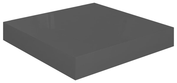 Magasfényű szürke MDF lebegő fali polc 23 x 23,5 x 3,8 cm