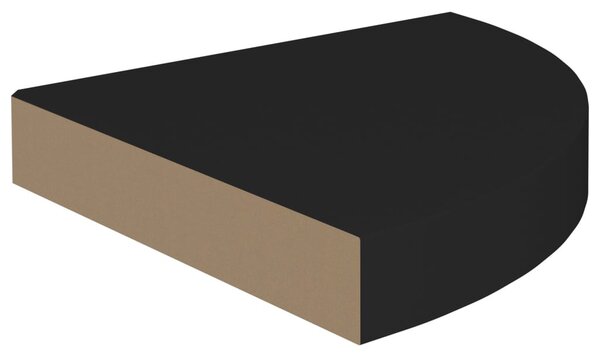 Fekete MDF lebegő sarokpolc 25 x 25 x 3,8 cm