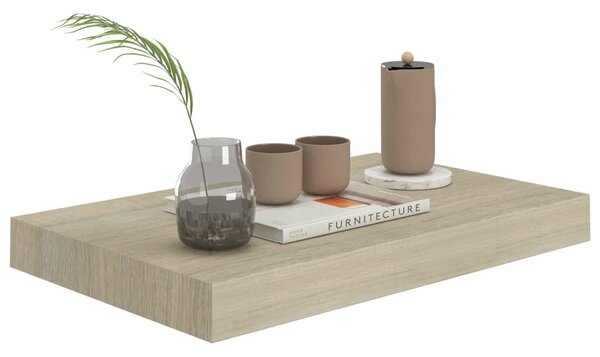 4 db tölgyszínű MDF lebegő fali polc 40 x 23 x 3,8 cm