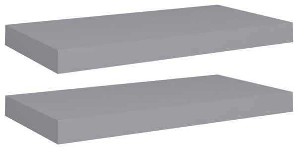 2 db szürke MDF fali polc 50 x 23 x 3,8 cm
