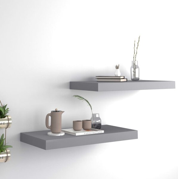 2 db szürke MDF fali polc 50 x 23 x 3,8 cm