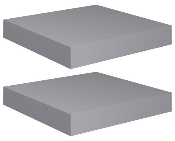 2 db szürke MDF lebegő fali polc 23 x 23,5 x 3,8 cm