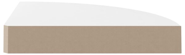 Úszó sarokpolc magasfényű fehér MDF 25 x 25 x 3,8 cm