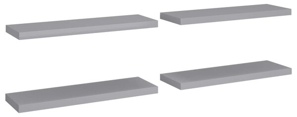 4 db szürke MDF lebegő fali polc 80 x 23,5 x 3,8 cm