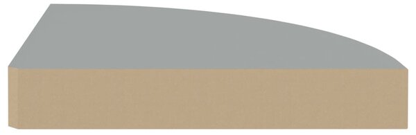 4 db szürke MDF lebegő sarokpolc 25 x 25 x 3,8 cm