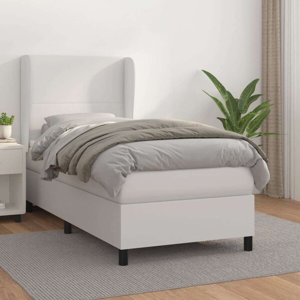 VidaXL fehér műbőr rugós ágy matraccal 80 x 200 cm