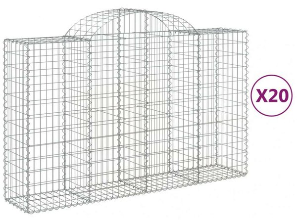 VidaXL 20 db íves horganyzott vas gabion kosár 200x50x120/140 cm
