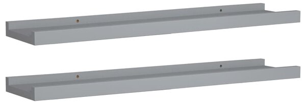 2 db szürke MDF szegélypolc képkeretekhez 60 x 9 x 3 cm