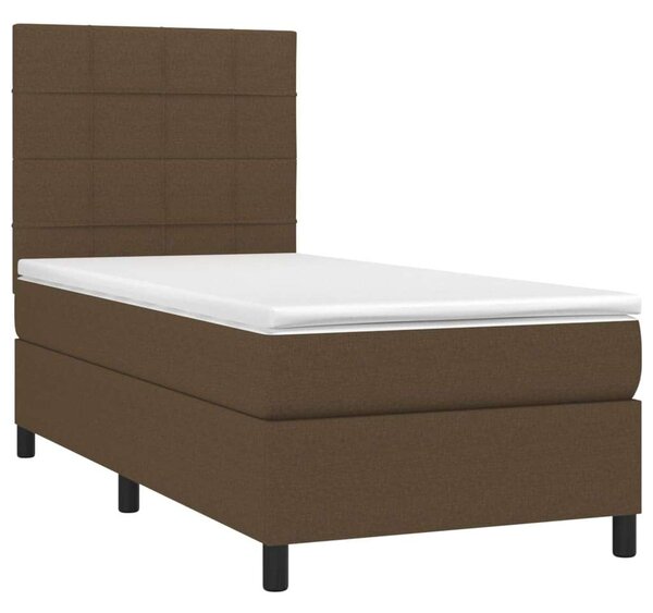 VidaXL sötétbarna szövet rugós ágy matraccal 90 x 200 cm
