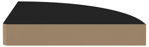 4 db fekete MDF lebegő sarokpolc 25 x 25 x 3,8 cm