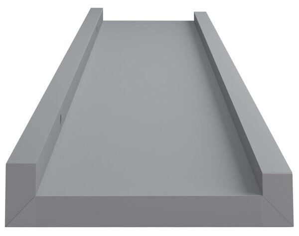 2 db szürke MDF szegélypolc képkeretekhez 60 x 9 x 3 cm