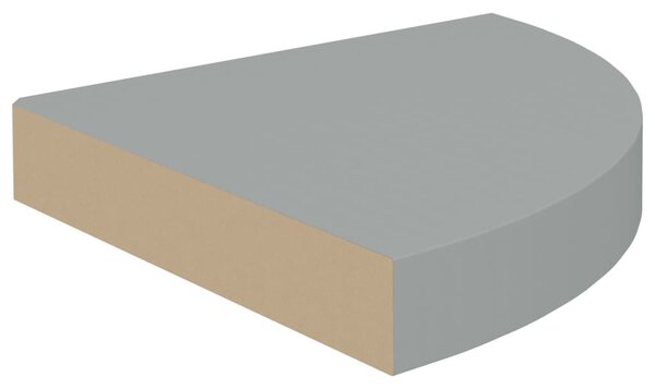 4 db szürke MDF lebegő sarokpolc 25 x 25 x 3,8 cm