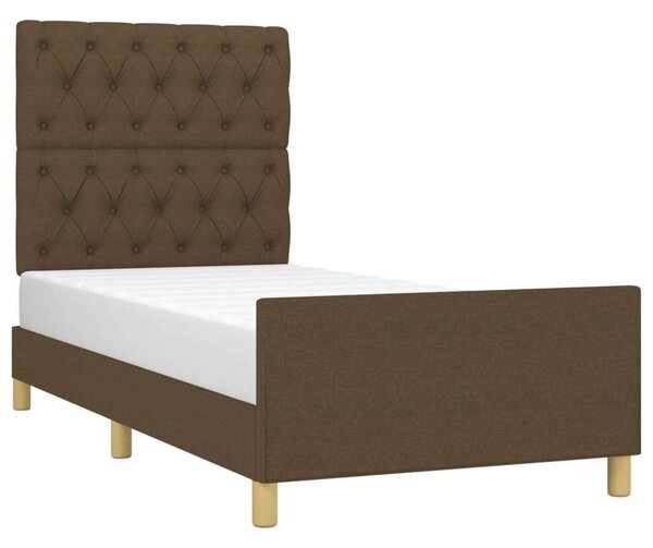 VidaXL sötétbarna szövet ágykeret fejtámlával 80 x 200 cm
