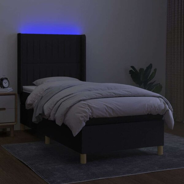VidaXL LED-es Ágy - Fekete Szövet - 80x200 cm