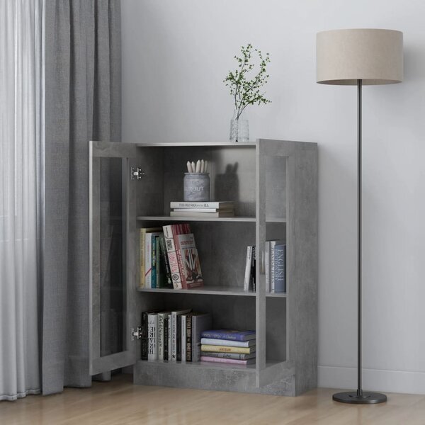Betonszürke szerelt fa vitrinszekrény 82,5 x 30,5 x 115 cm