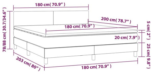 VidaXL Cappuccino Ágy - 180x200 cm - LED-es