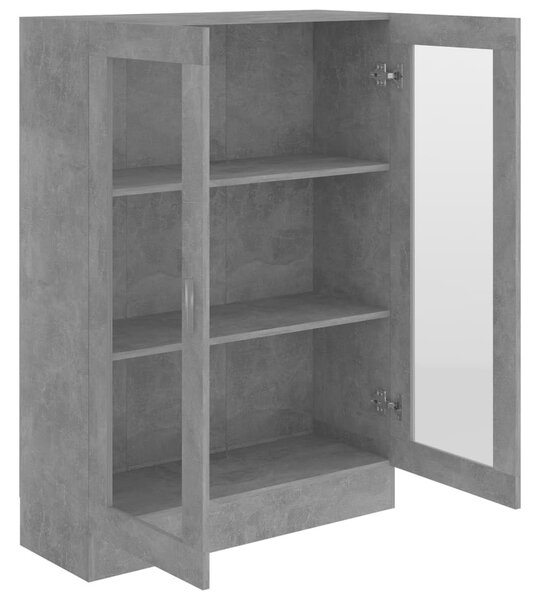 Betonszürke szerelt fa vitrinszekrény 82,5 x 30,5 x 115 cm