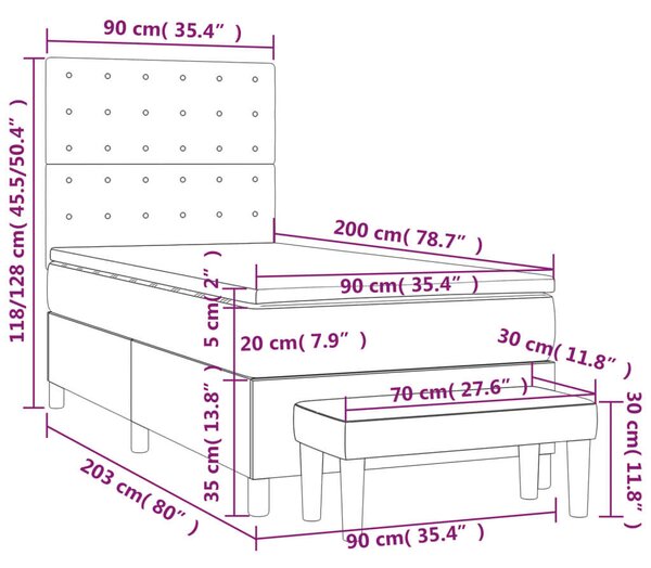 VidaXL Krémszínű Ágy Matraccal - 90x200 cm
